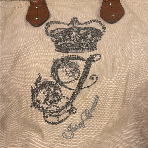Y2K Juicy Couture Beige Tote with Brown Leather Handles - Picture 2 of 15